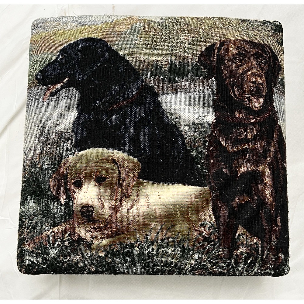Labrador Retriever Dog Tapestry Footstool Ottoman Country Farm Hunting 14x14